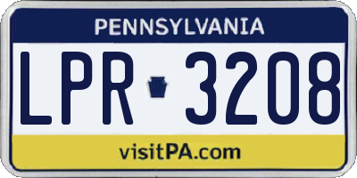 PA license plate LPR3208