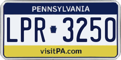PA license plate LPR3250