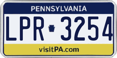 PA license plate LPR3254