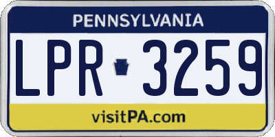 PA license plate LPR3259