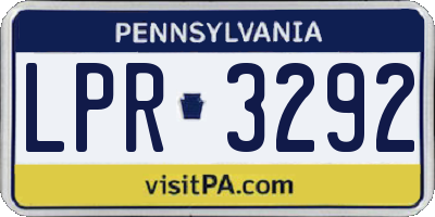 PA license plate LPR3292