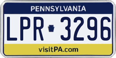 PA license plate LPR3296