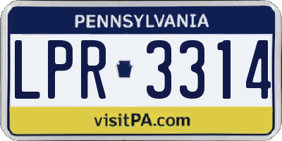 PA license plate LPR3314