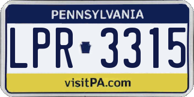PA license plate LPR3315