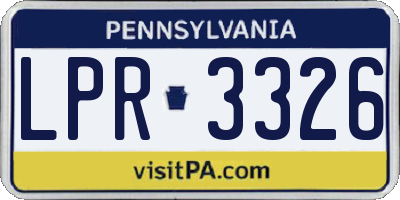 PA license plate LPR3326