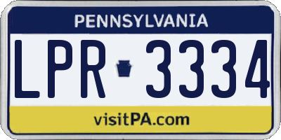 PA license plate LPR3334