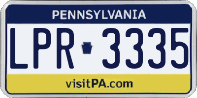 PA license plate LPR3335