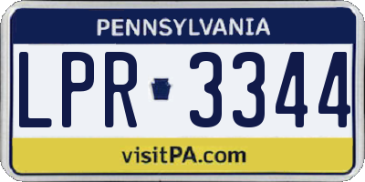 PA license plate LPR3344