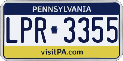 PA license plate LPR3355
