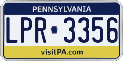 PA license plate LPR3356