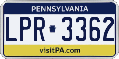 PA license plate LPR3362