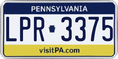 PA license plate LPR3375