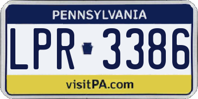 PA license plate LPR3386