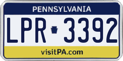 PA license plate LPR3392