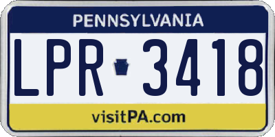 PA license plate LPR3418