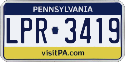 PA license plate LPR3419