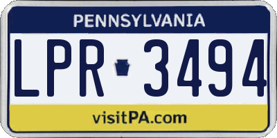PA license plate LPR3494