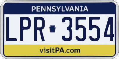 PA license plate LPR3554
