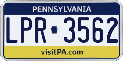 PA license plate LPR3562
