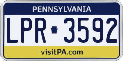 PA license plate LPR3592