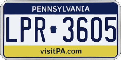 PA license plate LPR3605