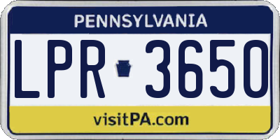 PA license plate LPR3650