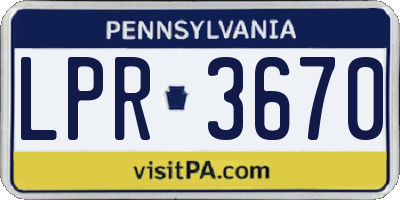 PA license plate LPR3670