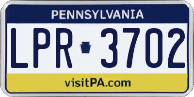 PA license plate LPR3702
