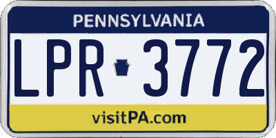 PA license plate LPR3772