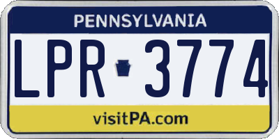 PA license plate LPR3774
