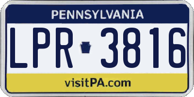 PA license plate LPR3816