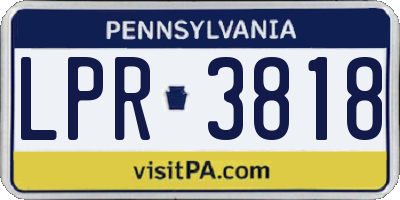 PA license plate LPR3818