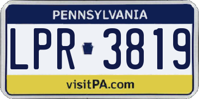 PA license plate LPR3819