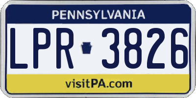 PA license plate LPR3826