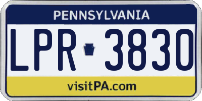 PA license plate LPR3830