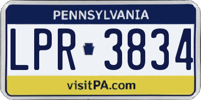 PA license plate LPR3834