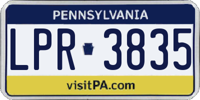 PA license plate LPR3835