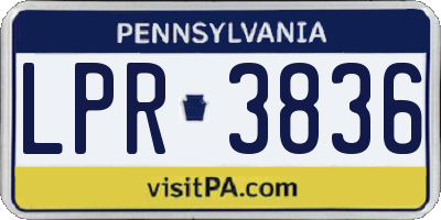 PA license plate LPR3836