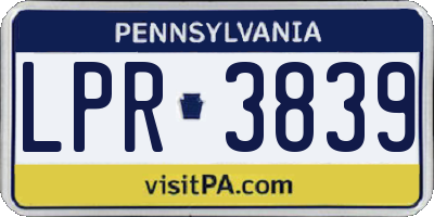 PA license plate LPR3839