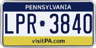 PA license plate LPR3840