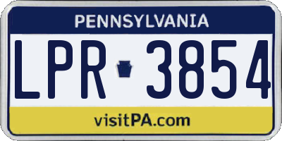 PA license plate LPR3854