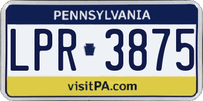 PA license plate LPR3875