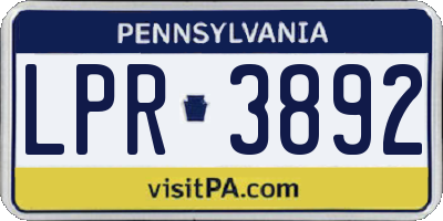 PA license plate LPR3892