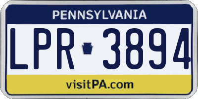 PA license plate LPR3894