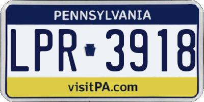 PA license plate LPR3918