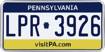 PA license plate LPR3926