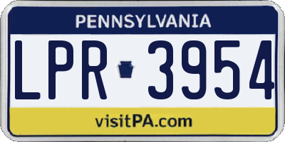 PA license plate LPR3954