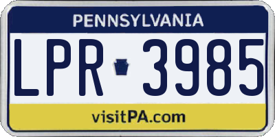 PA license plate LPR3985