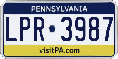 PA license plate LPR3987