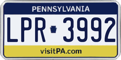 PA license plate LPR3992